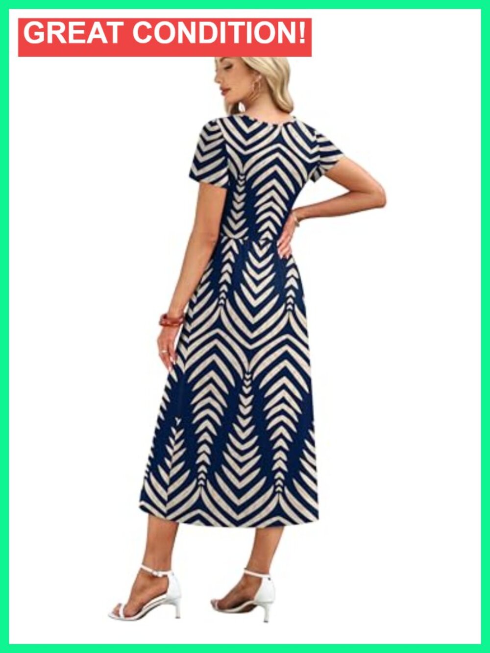Women's Flowy A-Line Midi Dress with Pockets S-2XL - Picture 4 of 6